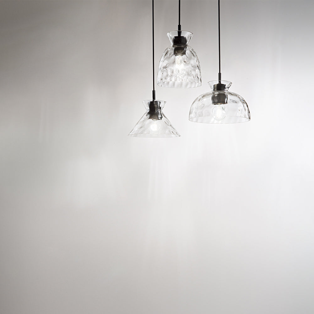 Paralume In Vetro Martellato Trasparente