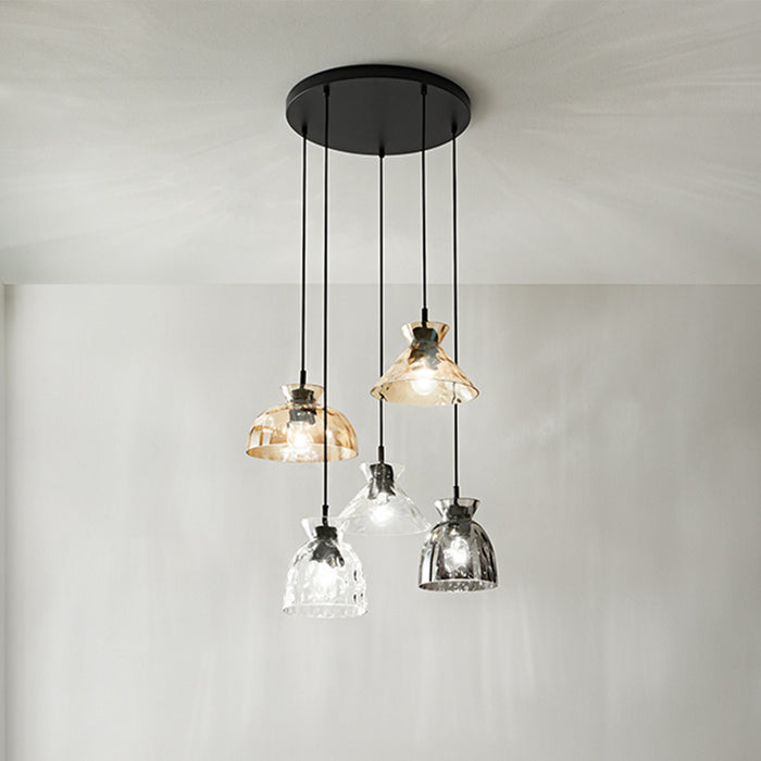 Paralume In Vetro Effetto Martellato Colore Ambra Specchiato