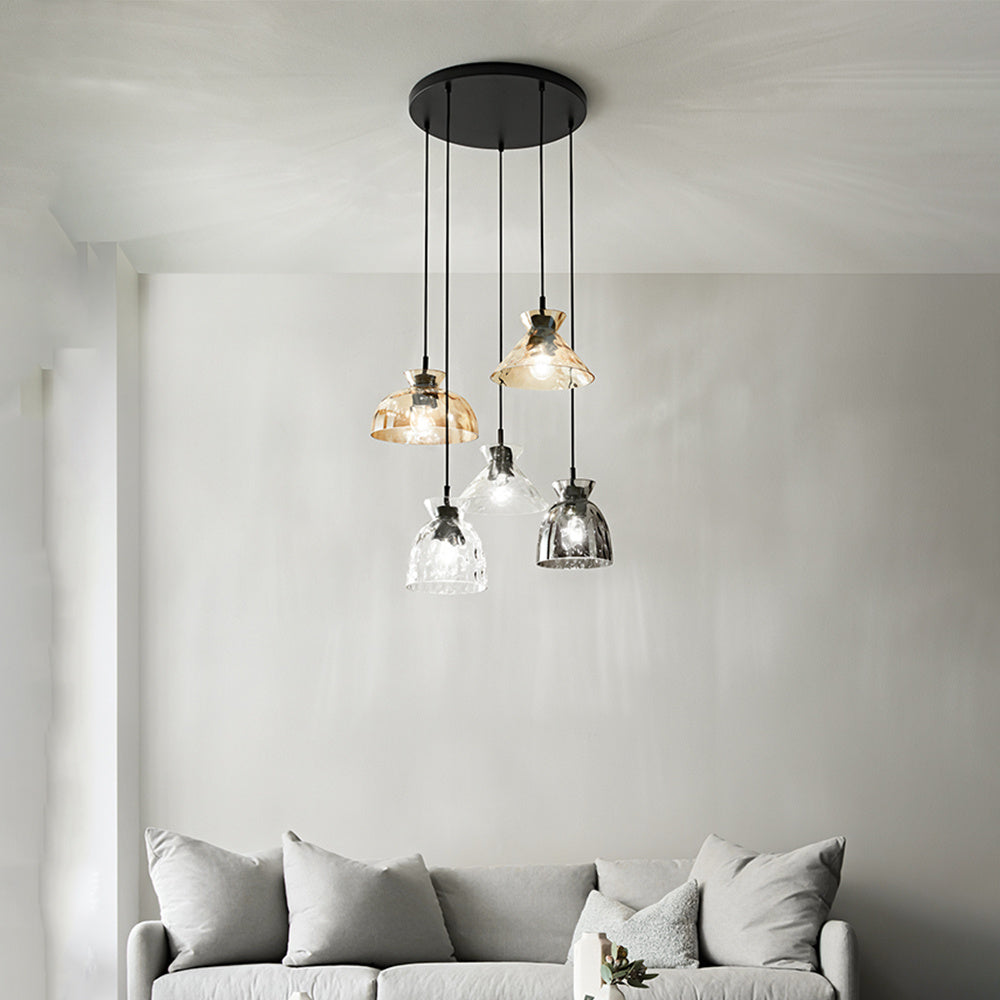 Paralume In Vetro Effetto Martellato Colore Ambra Specchiato