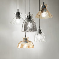 Paralume In Vetro Effetto Martellato Fumé Specchiato