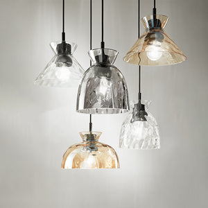 Paralume In Vetro Effetto Martellato Fumé Specchiato