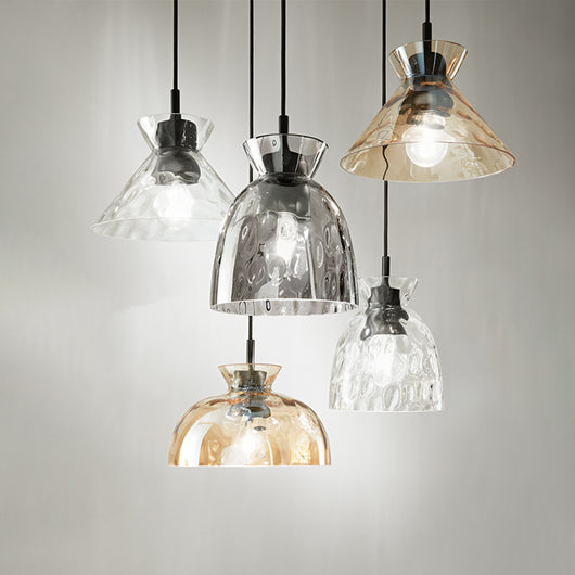 Paralume In Vetro Effetto Martellato Fumé Specchiato