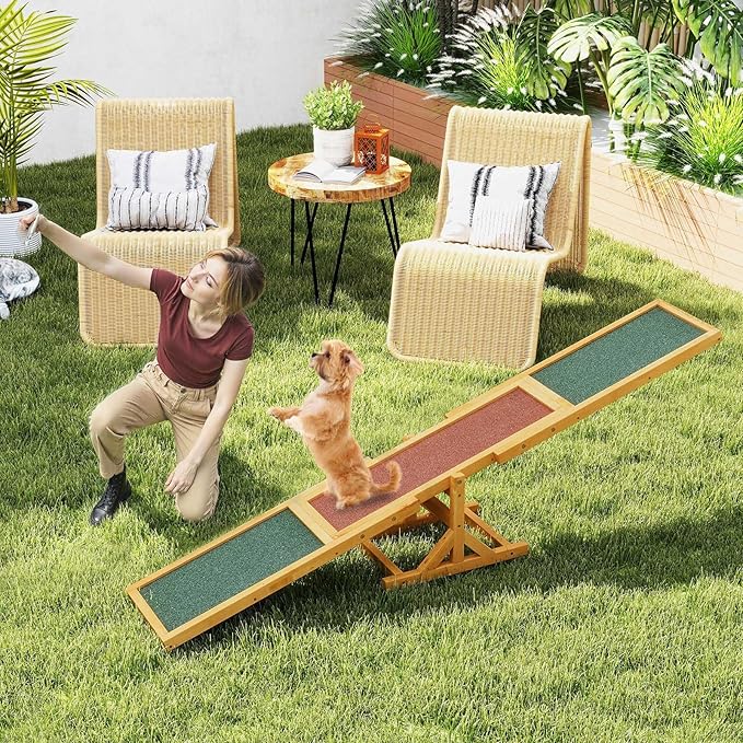 Altalena per Agility Cane, Set di Esercizi e Giochi per Cani, Giocattolo da Esterno, Attrezzatura per Allenamento dell'Equilibrio, Forniture per Animali per Percorsi a Ostacoli (Giallo)