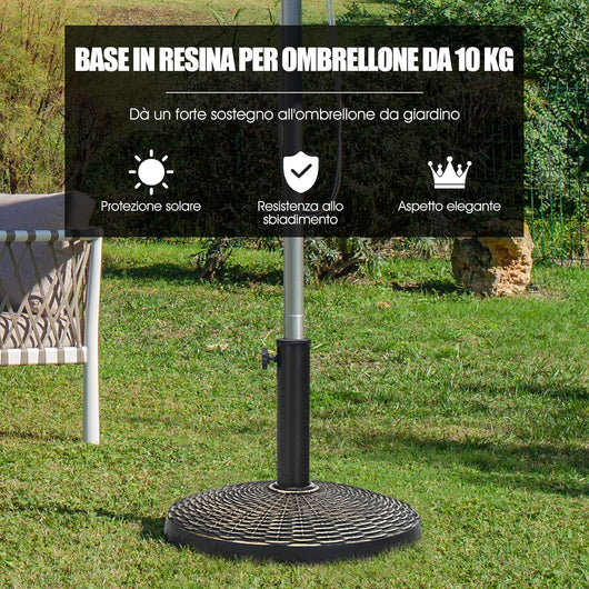 Base per Ombrellone in Resina da 46 cm, Base per Ombrellone Rotondo da 10 kg per Esterni, per Giardino, Spiaggia Piscina (Bronzo (modello1))