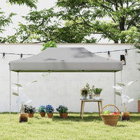 Gazebo Pop-up Pieghevole 3 x 4,5 m, Gazebo da Giardino Impermeabile Altezza Regolabile con Fori di Drenaggio, Tenda da Giardino Antivento con Borsa di Trasporto a Ruote (Grigio)