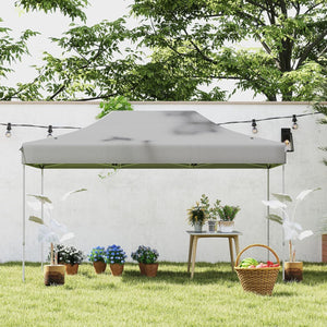 Gazebo Pop-up Pieghevole 3 x 4,5 m, Gazebo da Giardino Impermeabile Altezza Regolabile con Fori di Drenaggio, Tenda da Giardino Antivento con Borsa di Trasporto a Ruote (Grigio)