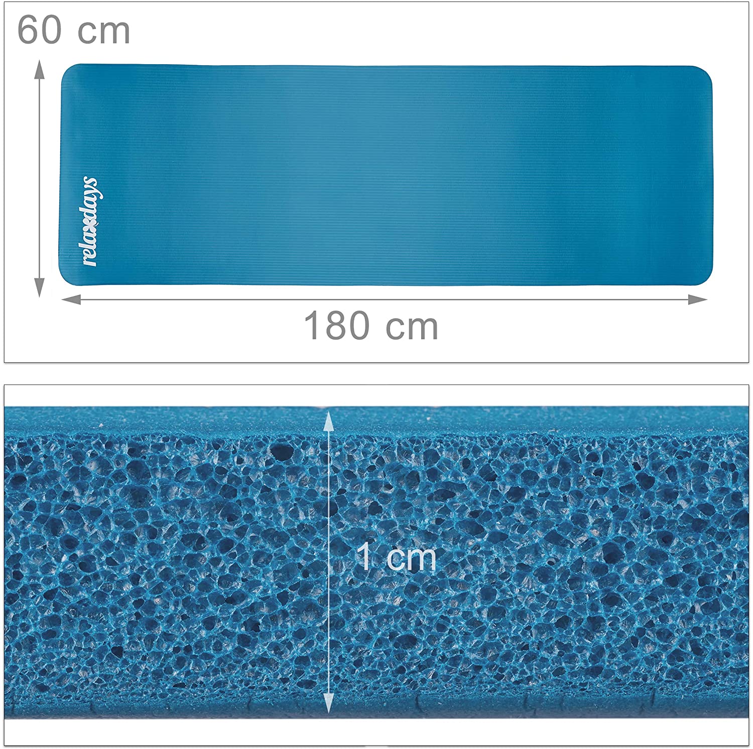 Tappetino yoga spessore 1 cm cinturino in gomma trasporto ginnastica pilates aerobica blu 13_0002843_5