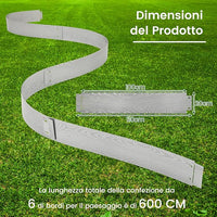 Bordatura da Giardino 6 M, Set di 6 Bordi per Aiola 110 x 20 cm in Metallo Zincato con un Paio di Guanti, Recinzione Flessibile e Forma Regolabile