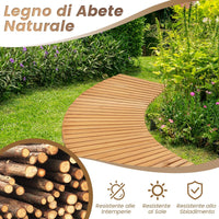 Sentiero da Giardino in Legno, Passerella Curvo da Esterno con Superficie Antiscivolo e Fili Metallici, Design Arrotolabile, per Patio Cortile e Spiaggia, Naturale (216 x 53 cm)