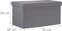Panca sgabello pouf pieghevole contenitore poggiapiedi 76 cm lino grigio 13_0002337_3