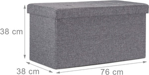Panca sgabello pouf pieghevole contenitore poggiapiedi 76 cm lino grigio 13_0002337_3