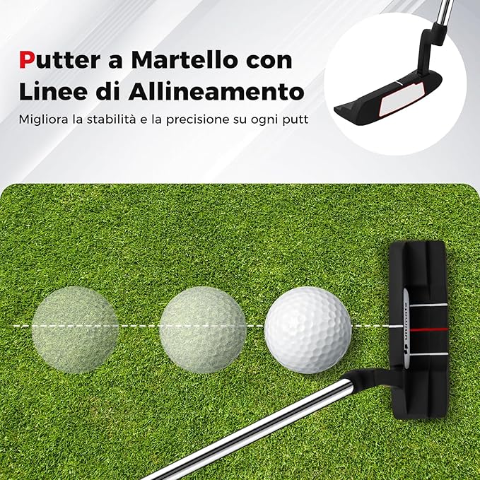 Set Completo di Mazze da Golf con Sacca a Treppiede, Include con Driver 1 da 460CC, Legno 3, Ibrido, Ferri 5, 6, 7, 8, 9, P, S, Putter e Copertura Antipioggia per Destrimani
