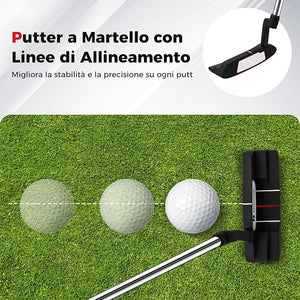 Set Completo di Mazze da Golf con Sacca a Treppiede, Include con Driver 1 da 460CC, Legno 3, Ibrido, Ferri 5, 6, 7, 8, 9, P, S, Putter e Copertura Antipioggia per Destrimani