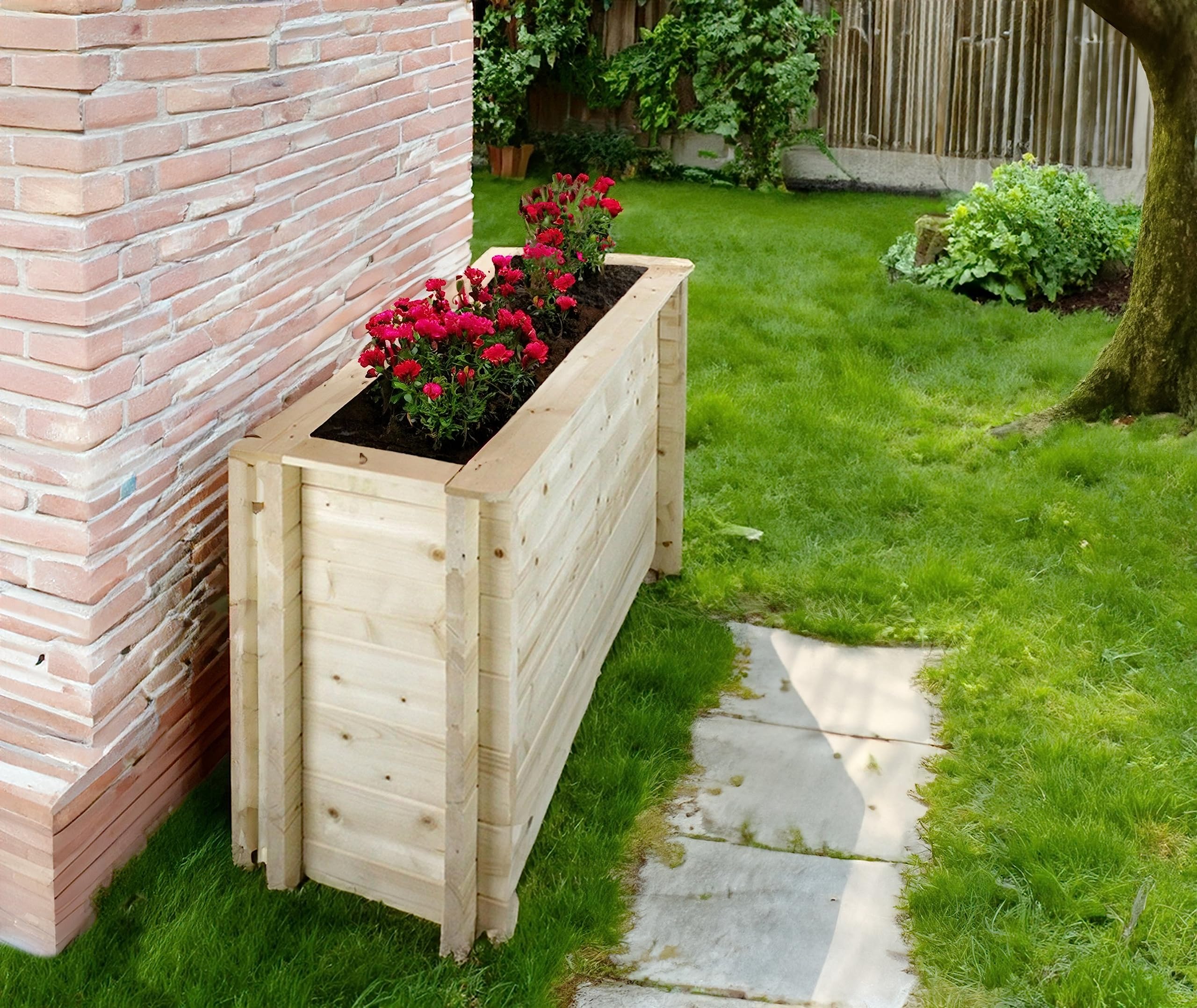 L?aiuola di giardino sopraelevata in legno - 118x38x69 cm - Timbela M615
