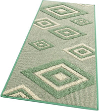Tappeto Cucina Rombi .3D 50x90 Cm Assorbente Morbido Moderno Antiscivolo Verde