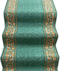 Passatoia Scala Bordata 67x140 cm Ingresso Corridoio Tappeto Cucina Gradini Stile Barocco Verde