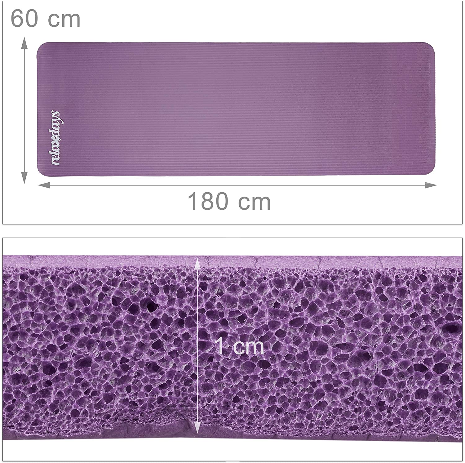 Tappetino yoga spessore 1 cm cinturino in gomma trasporto ginnastica pilates aerobica viola 13_0002843_8