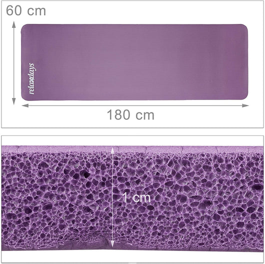 Tappetino yoga spessore 1 cm cinturino in gomma trasporto ginnastica pilates aerobica viola 13_0002843_8