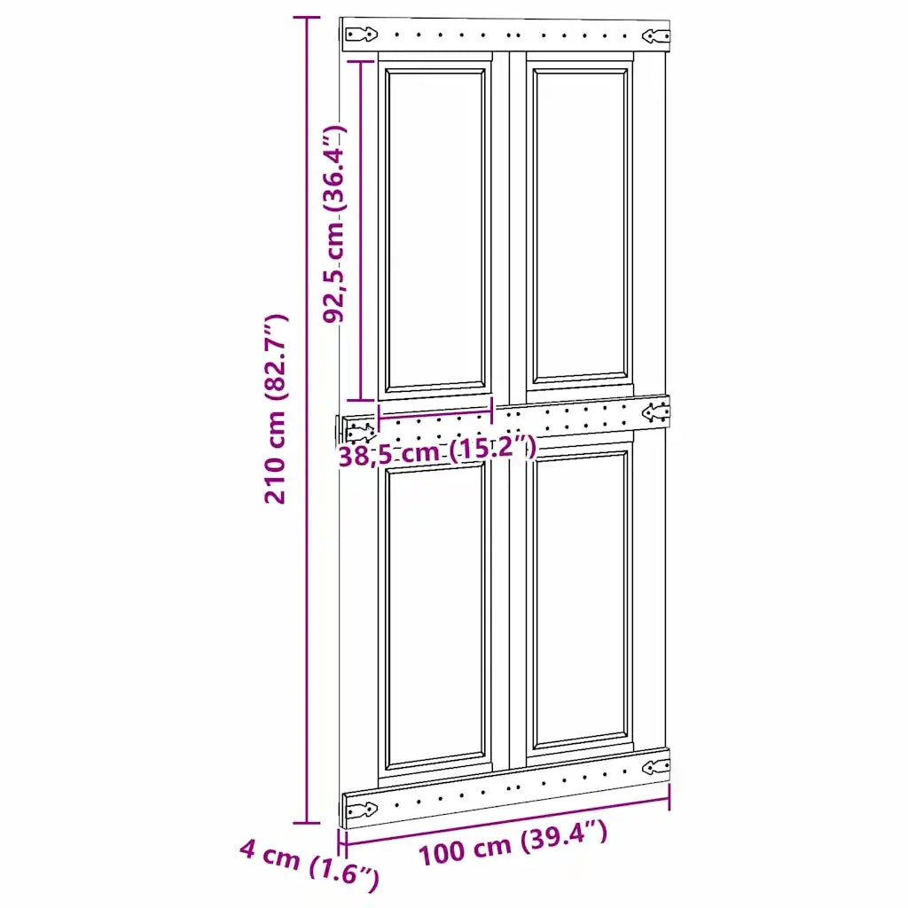 Porta del fienile Corona 100 x 210 cm Legno Massello di Pino