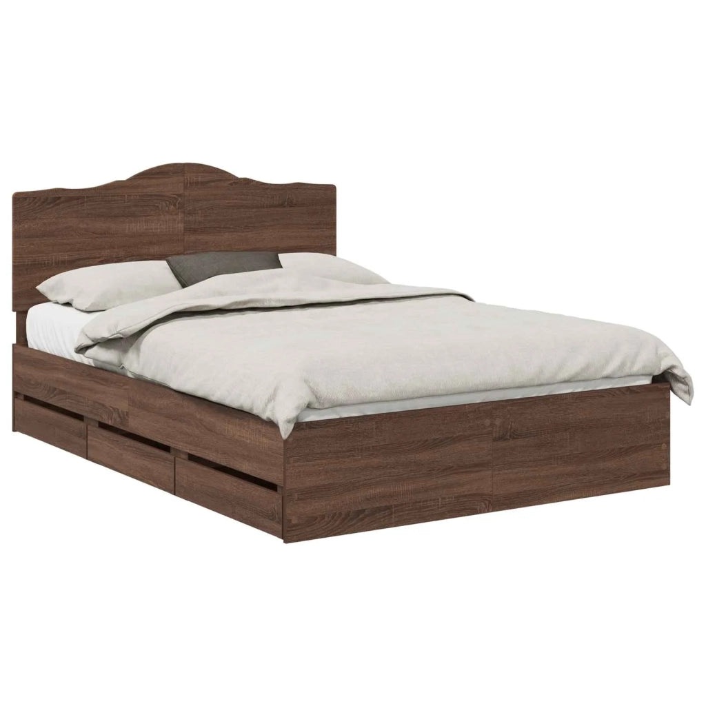 Struttura del letto con cassetto Rovere Marrone 150 x 200 cm