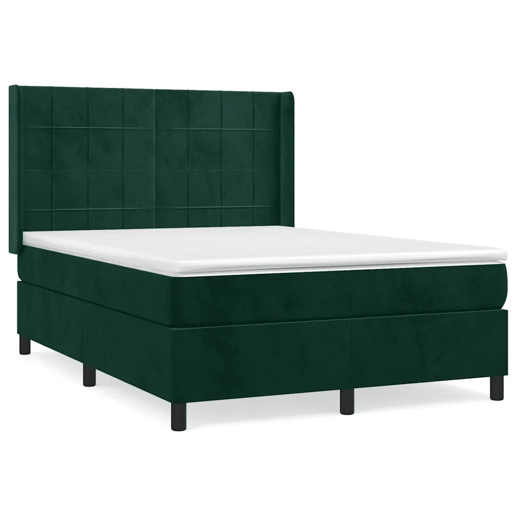 Giroletto a Molle con Materasso Verde Scuro 140x190 cm Velluto 3132678
