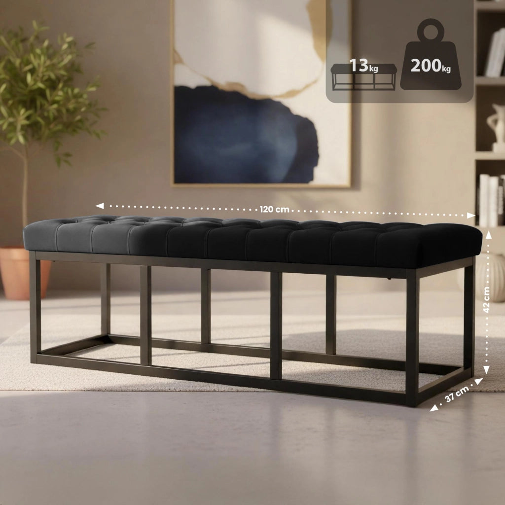 Panca Polson Velluto Nero 120 cm 1