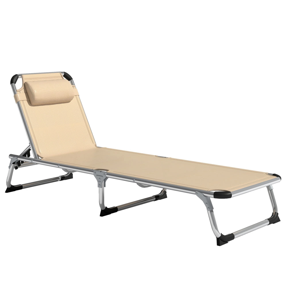 Sdraio Pieghevole con Schienale Regolabile ¨C Zephmum ¨C Beige Alluminio 60x165x76