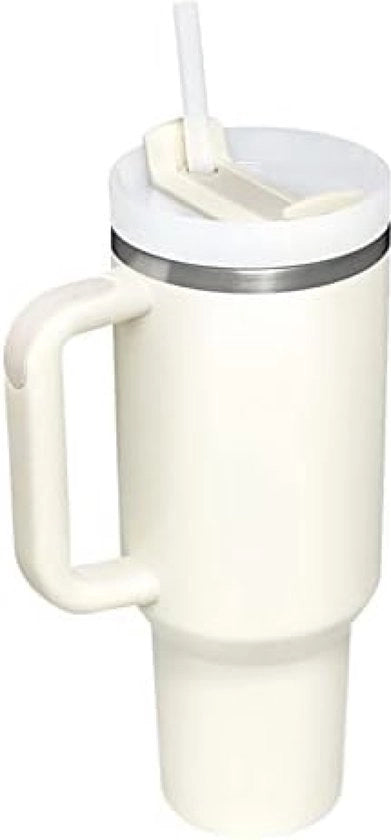 Tumbler 1.2 L con 2-in-1 coperchio - Bicchiere termico per caffè da asporto, Bicchiere con coperchio e manico di legno, Bicchiere in acciaio inox isolato con manico, Bicchiere tumbler per freddo e caldo.