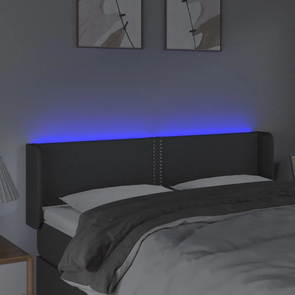 Testiera a LED Grigio Scuro 147x16x78/88 cm in Tessuto 3123095