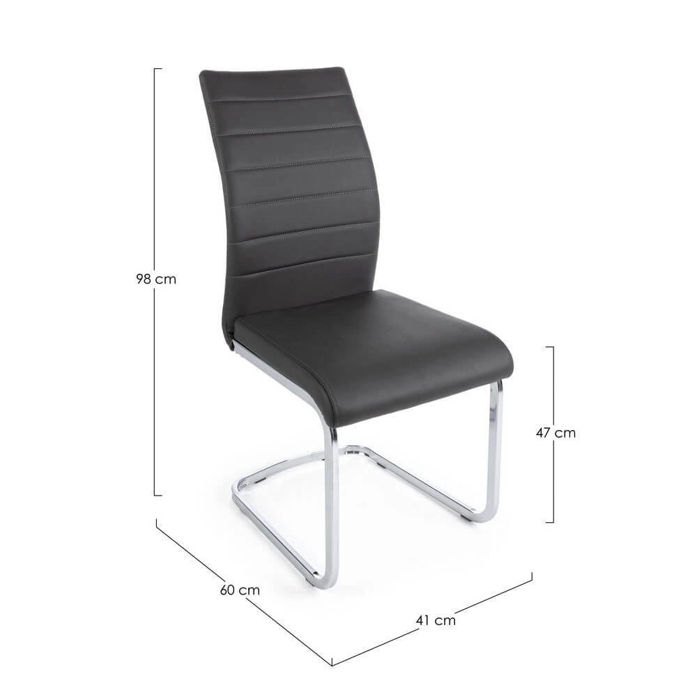 Set di 4 Sedie da Pranzo in Similpelle con Gambe Cromate - NEXTWAVE