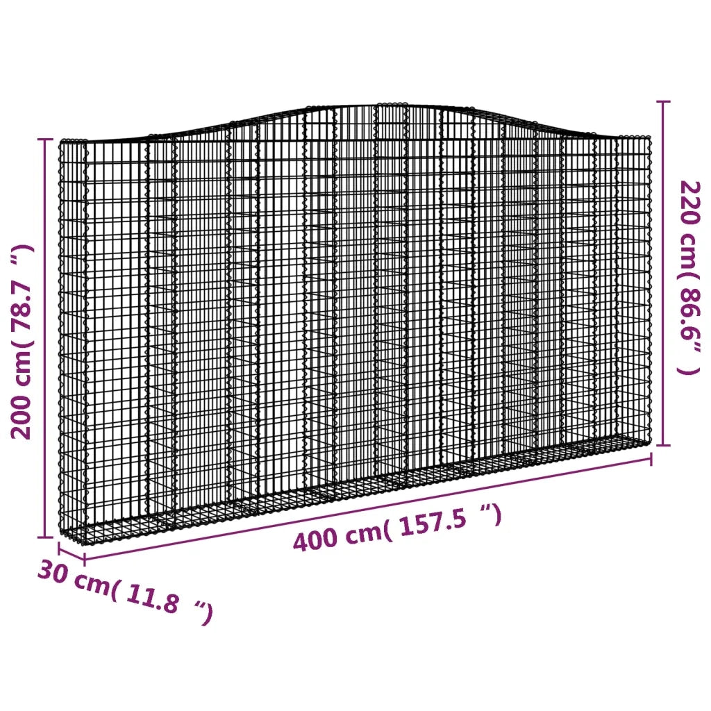 Cesti Gabbioni ad Arco 2 pz 400x30x200/220 cm Ferro Zincato 3145891