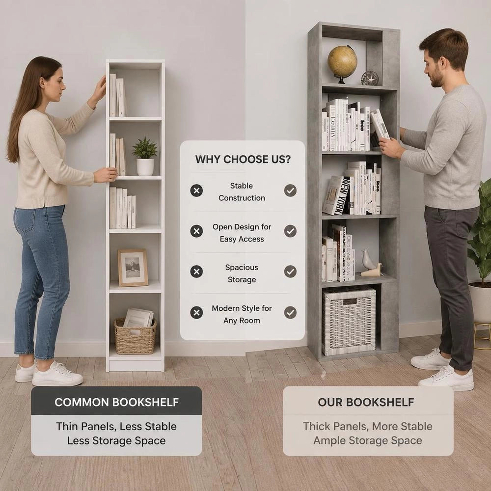 Bookshelf/room Divider, Concrete Grey, 45x24x159 Cm, Wood-based Material
