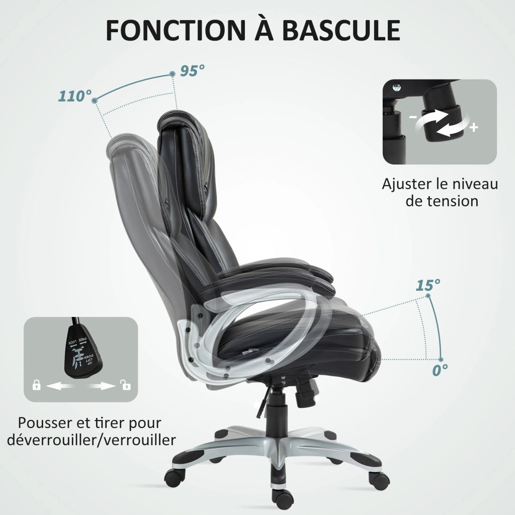 Sedia da ufficio con rotelle e basculante ¨C Zephmum ¨C Marrone 66x75.5x115.5-124.5 cm