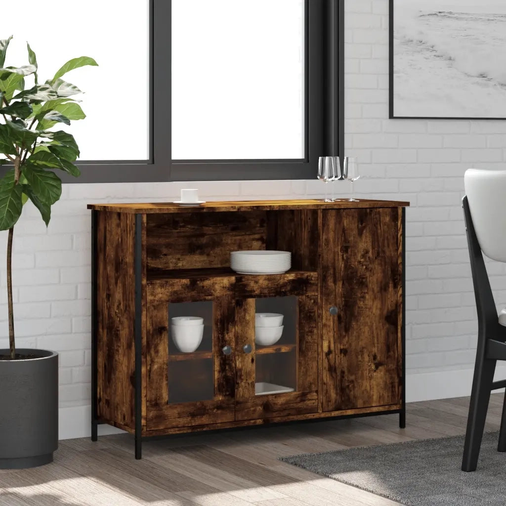 Credenza-Buffet-Armadio da cucina Rovere Fumo 100x35x75 cm in Legno Multistrato