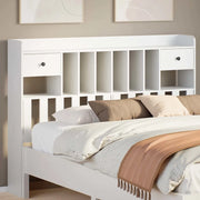 Testiera con Ripiani-Testata contenitore Bianca 140 cm in Legno Massello di Pino 784356