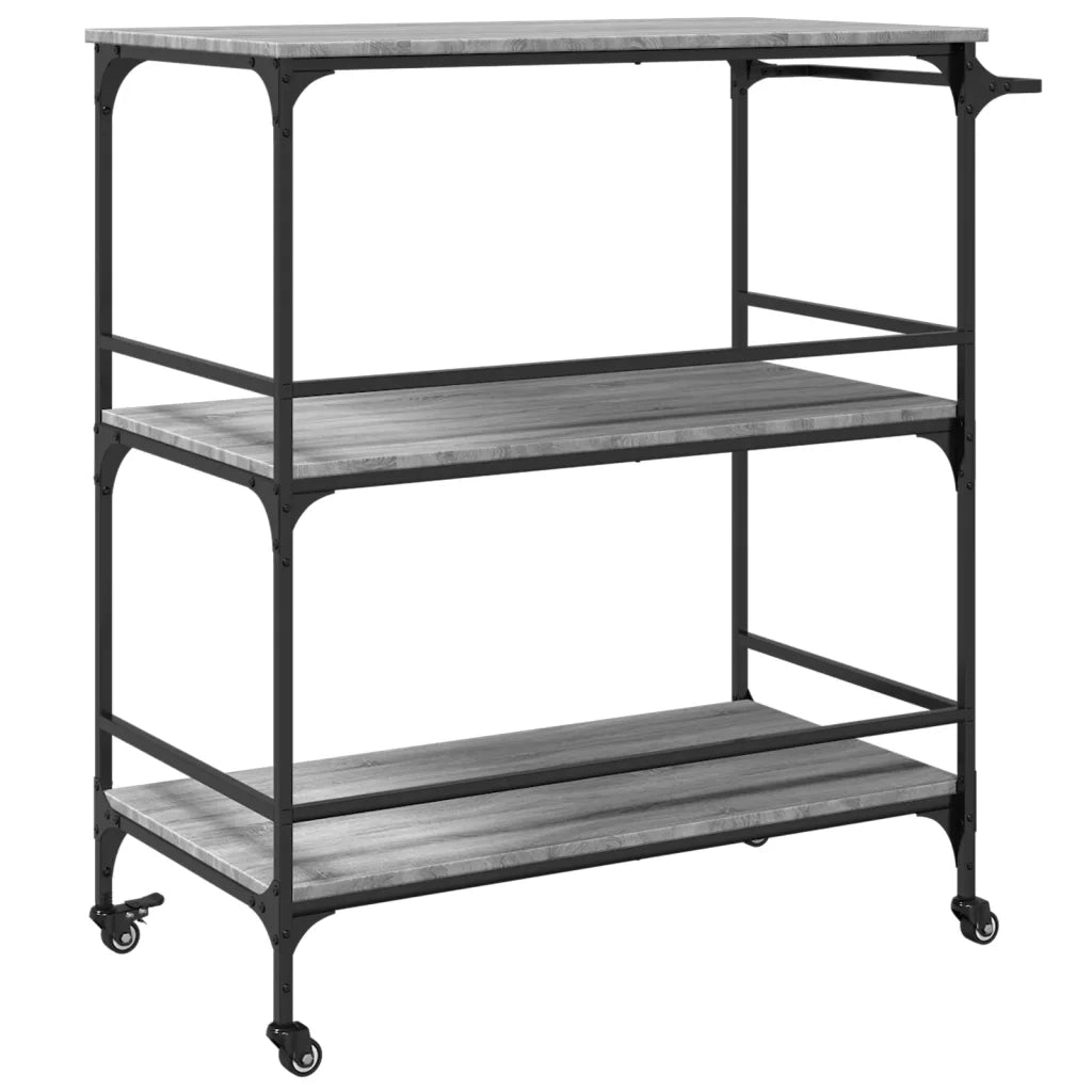 Carrello Cucina-Scaffale per Cucina Grigio Sonoma 100,5x50x105 cm Legno Multistrato