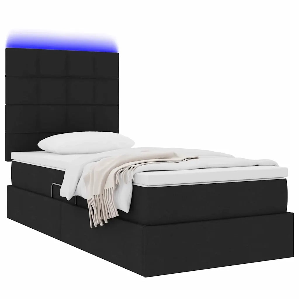Letto con contenitore e LED Nero 100 x 200 cm Poliestere