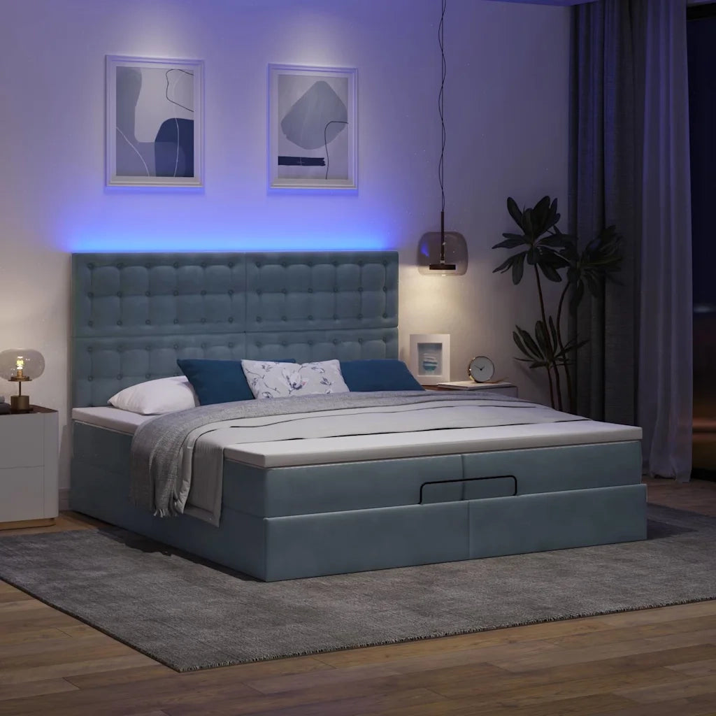 Struttura Letto Pouf con Materassi 200x200 cm Velluto 3314487