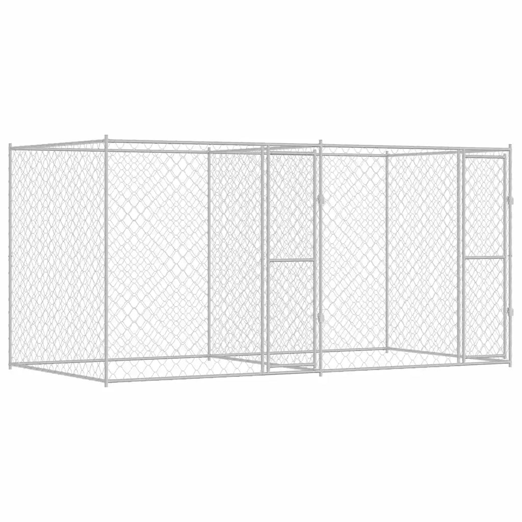vidaXL Gabbia per cani Argento 400 x 200 x 200 cm Acciaio zincato