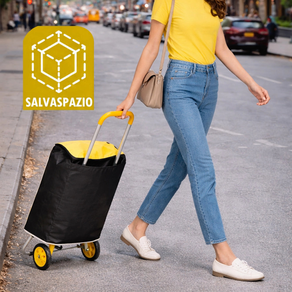 Carrello Poseidon Giallo con Interni Termici Trolley Frigo 35L Ruote 36x30x90cm