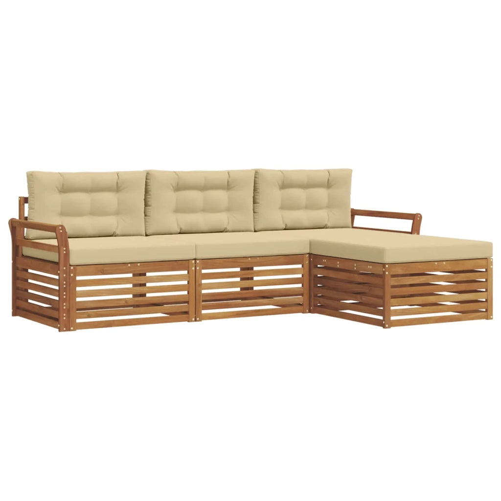 Set di divani da esterno con cuscino 4 pcs Naturale e Beige 3373263