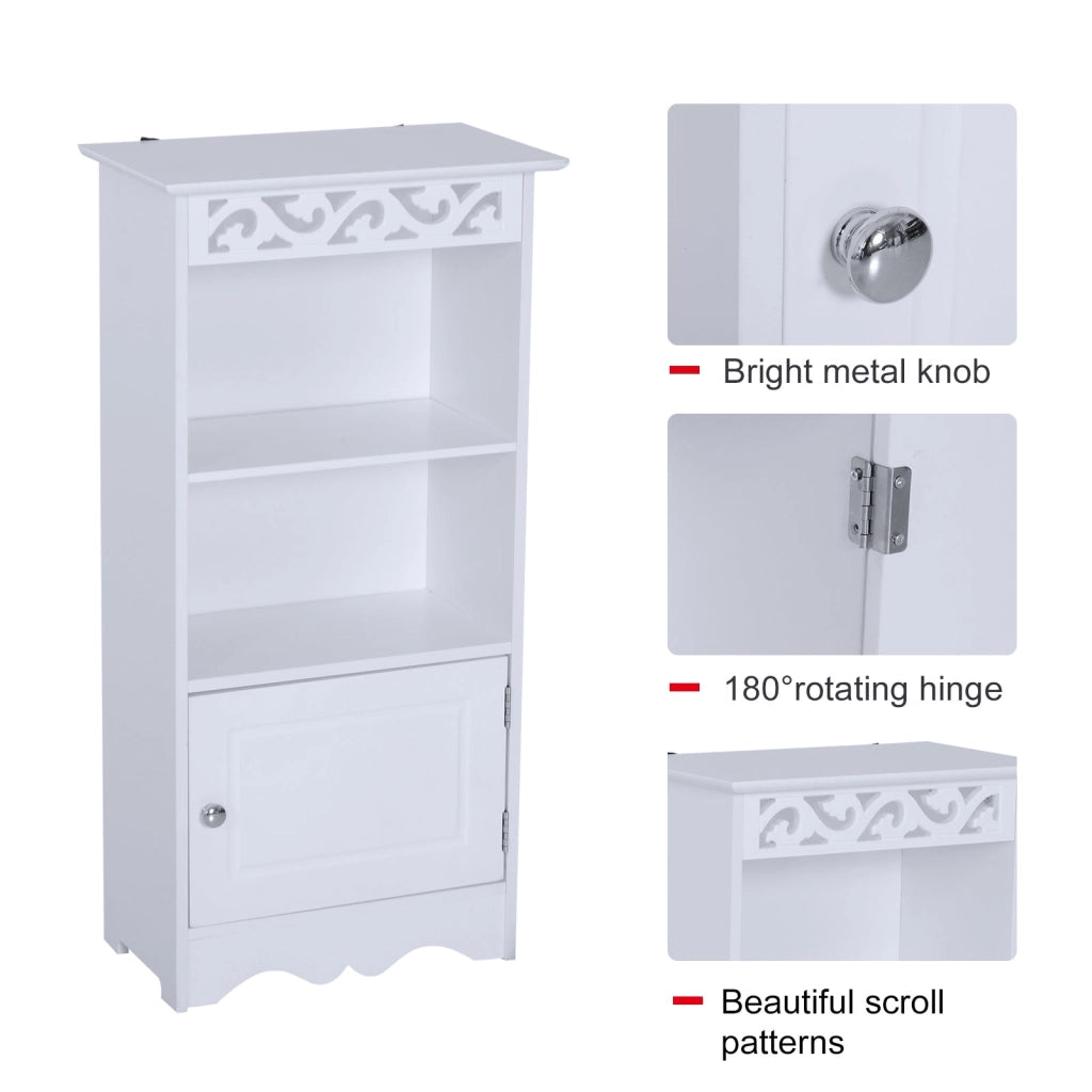 Mobiletto da Bagno in 40x23x80 cm  Floreale Bianco