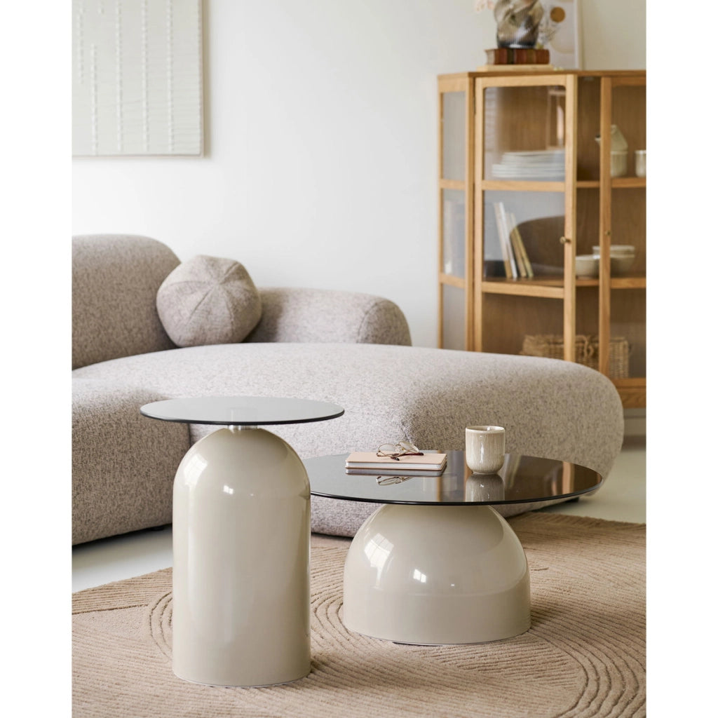 Tavolino Ravello, Beige, Vetro, 70x70x33 cm