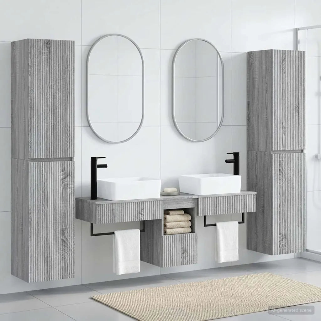 Set di mobili per il bagno 5 pz Sonoma grigio 3406019