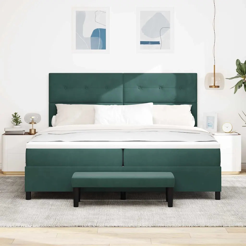Letto a molle con materasso Verde scuro 200 x 200 cm Velluto 3344537
