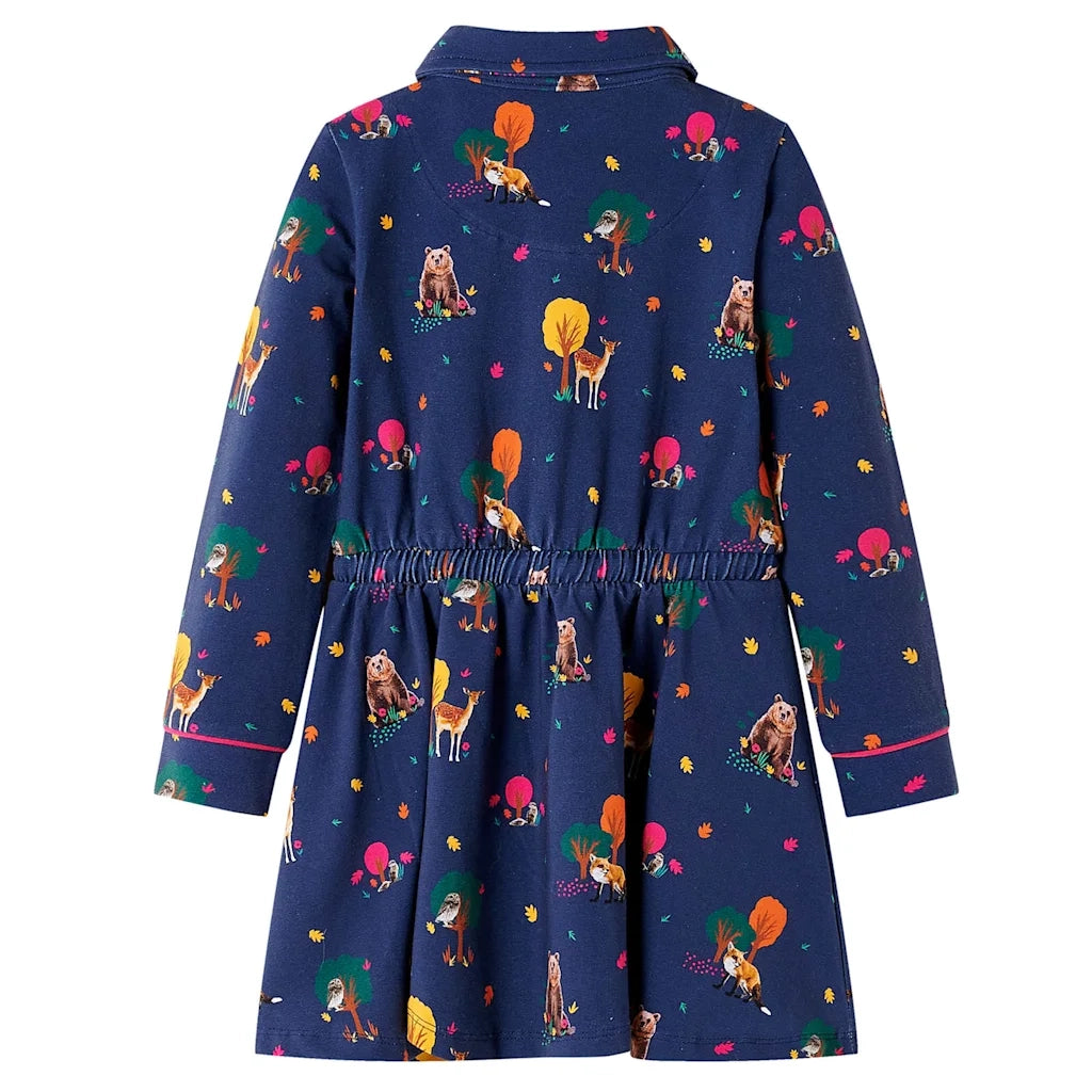 Abito Bambina a Maniche Lunghe e Coulisse Blu Marino 92 CFW6614226
