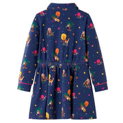 Abito Bambina a Maniche Lunghe e Coulisse Blu Marino 92 CFW6614226