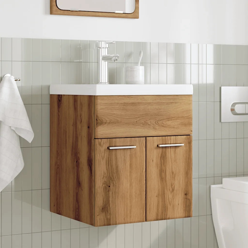 Set Mobili da Bagno 2 pz Rovere Artigianale Legno Multistrato