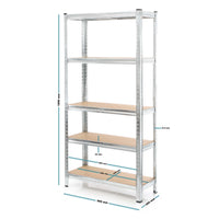 Set 2x scaffali a incastro per carichi pesanti 180x90x45cm Max 875kg l’uno Acciaio 5 ripiani