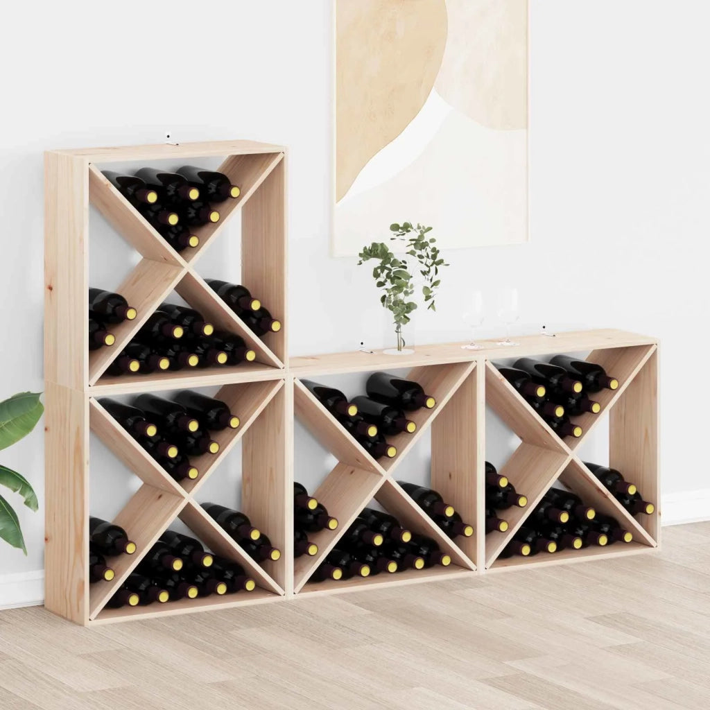 Portabottiglie 4 pcs Naturale 62 x 25 x 62 cm Pino massello 893316